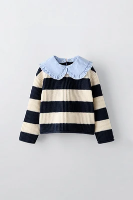 DETACHABLE COLLAR KNIT SWEATER