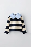 DETACHABLE COLLAR KNIT SWEATER