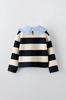 DETACHABLE COLLAR KNIT SWEATER