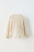 RUFFLED KNIT CARDIGAN