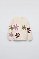 FLORAL EMBROIDERY KNIT SWEATER