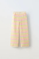 STRIPED CROCHET KNIT PANTS