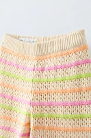 STRIPED CROCHET KNIT PANTS