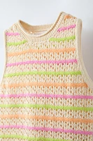 STRIPED CROCHET KNIT TOP