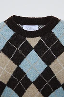 KNIT ARGYLE SWEATER