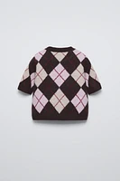 KNIT ARGYLE SWEATER