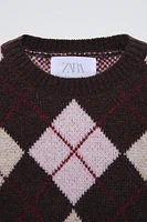 KNIT ARGYLE SWEATER