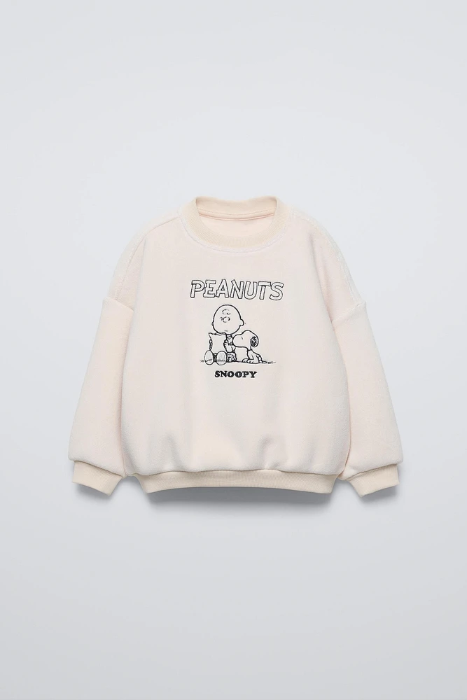 SNOOPY PEANUTS™ EMBROIDERED POLAR FLEECE SWEATSHIRT