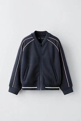 BOMBER WITH CONTRASTING PIPING