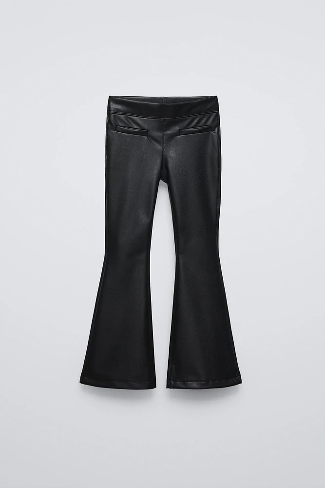 FAUX LEATHER FLARED LEGGINGS