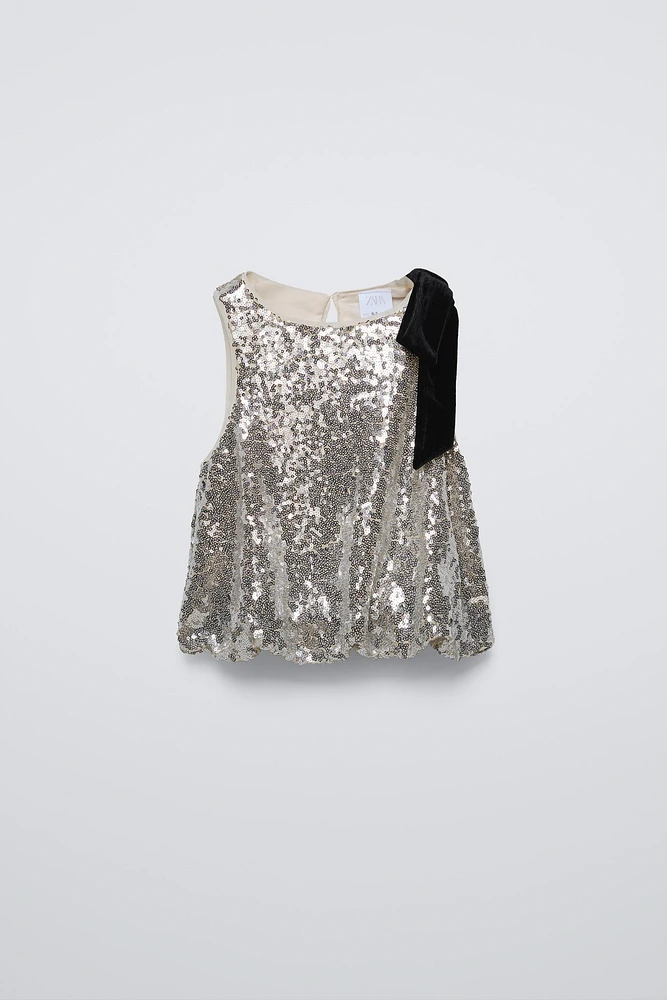 BOW SEQUIN TOP