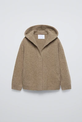 WOOL AND CASHMERE BLEND HOODED JACKET