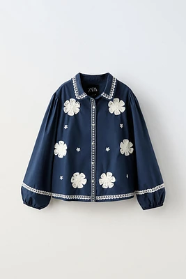 CONTRAST EMBROIDERED OVERSHIRT