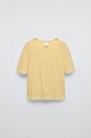 BUTTONED POINTELLE T-SHIRT