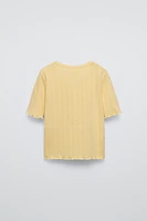 BUTTONED POINTELLE T-SHIRT