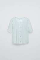 BUTTONED POINTELLE T-SHIRT