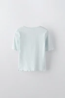 BUTTONED POINTELLE T-SHIRT