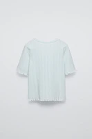 BUTTONED POINTELLE T-SHIRT