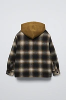 CHECKERED PADDED HOODIE OVERSHIRT