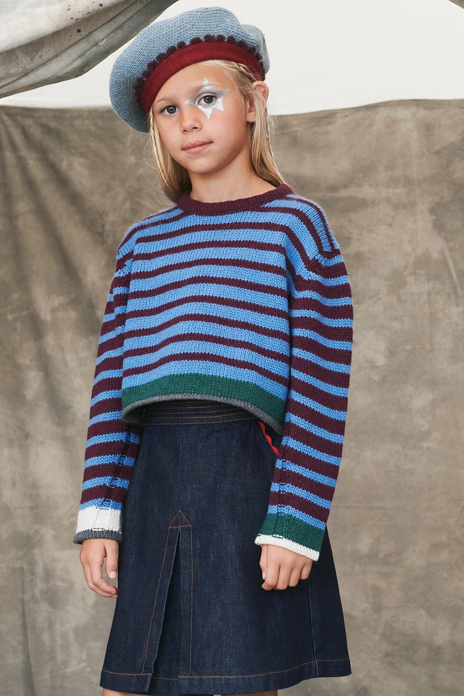 STRIPED WOOL BLEND CROPPED SWEATER LIMITED EDITION