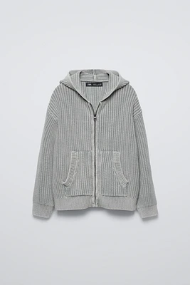 HOODED KNIT CARDIGAN