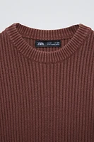 ACID WASHED KNIT SWEATER