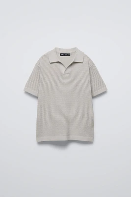 TEXTURED KNIT POLO SHIRT