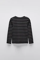 STRIPED RIB T-SHIRT WITH BOWS