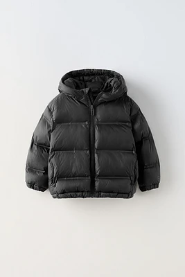 WATER REPELLENT HOODED QUILTED JACKET