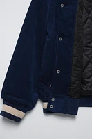 QUILTED CORDUROY BOMBER JACKET