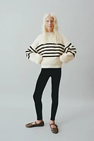 STRIPED MOCK NECK SWEATER