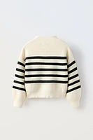 STRIPED MOCK NECK SWEATER