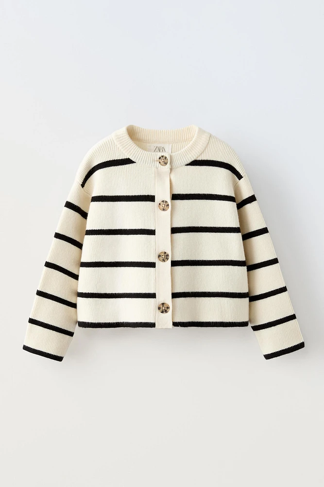 STRIPED KNIT CARDIGAN