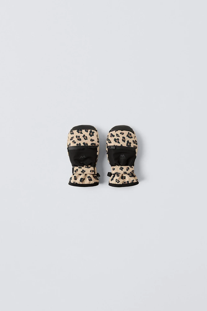 NON-SLIP ANIMAL PRINT MITTENS SKI COLLECTION