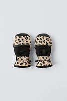 NON-SLIP ANIMAL PRINT MITTENS SKI COLLECTION