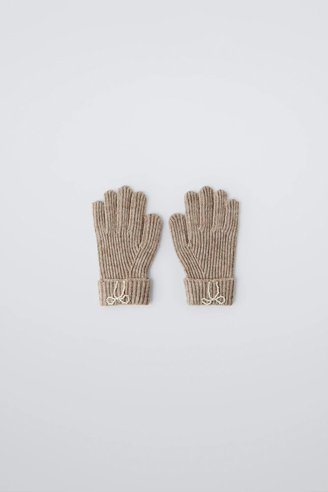 KNIT GLOVES WITH PEARLS