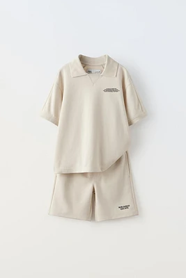 INTERLOCK POLO SHIRT AND SHORTS MATCHING SET