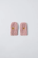 EMBROIDERED FLOWER KNIT MITTENS