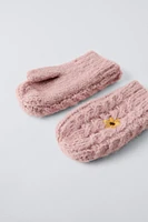 EMBROIDERED FLOWER KNIT MITTENS