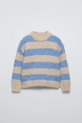 STRIPED BOUCLÉ KNIT SWEATER