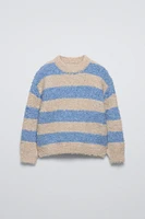 STRIPED BOUCLÉ KNIT SWEATER