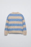 STRIPED BOUCLÉ KNIT SWEATER