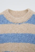 STRIPED BOUCLÉ KNIT SWEATER