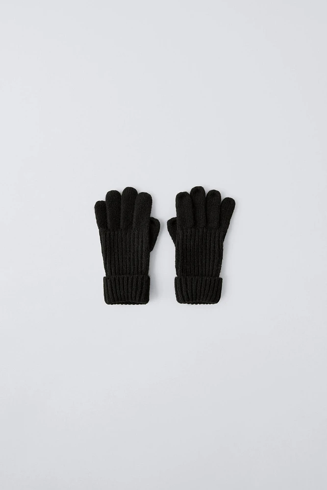 PLAIN WOOL BLEND GLOVES