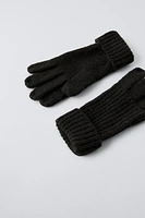 PLAIN WOOL BLEND GLOVES