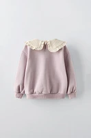 POINTELLE COLLAR SWEATSHIRT