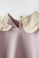 POINTELLE COLLAR SWEATSHIRT