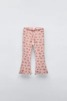 PRINTED SOFT TOUCH FLARED RIB PANTS