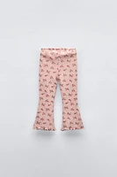 PRINTED SOFT TOUCH FLARED RIB PANTS