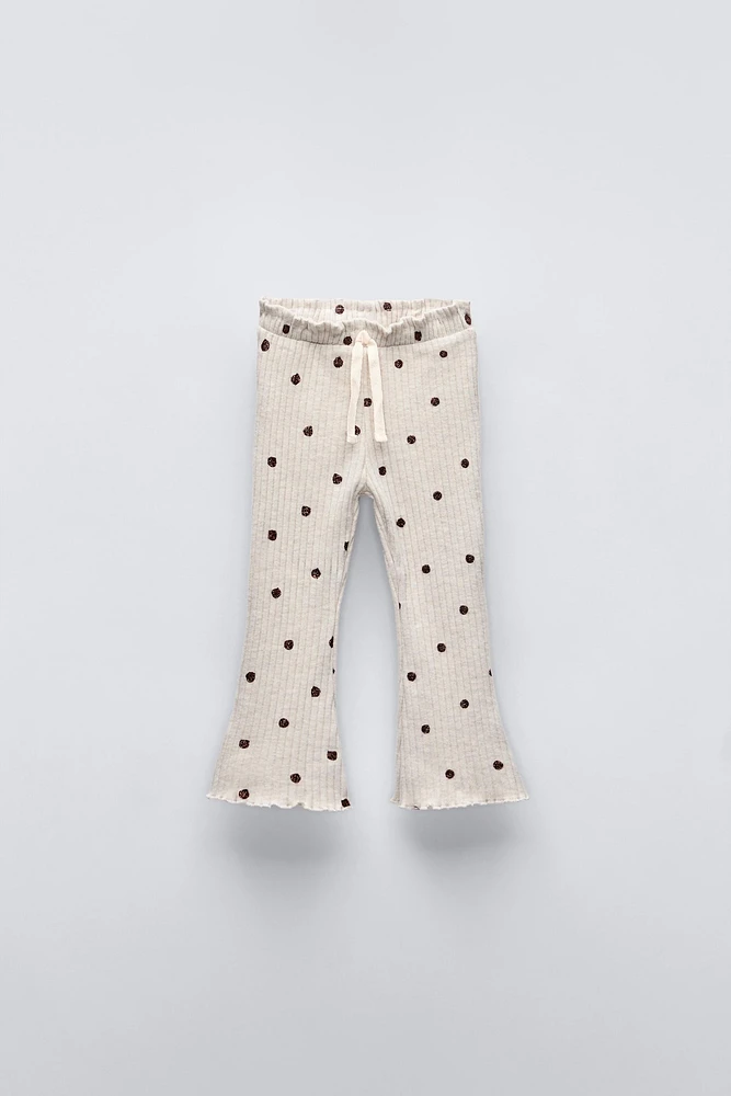 SOFT TOUCH POLKA DOT FLARE RIB PANTS